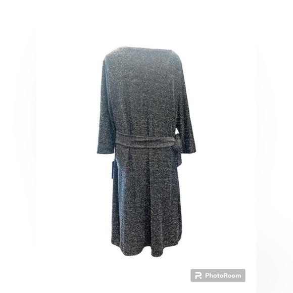 Peter Nygard Black Metallic Missy Cocktail Dress Size 16 NWT - Picture 3 of 6